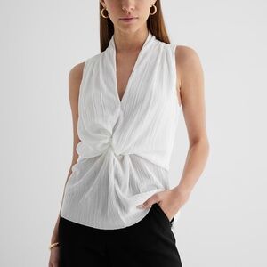 Express V-Neck Pleated Twist Front Draped Tank